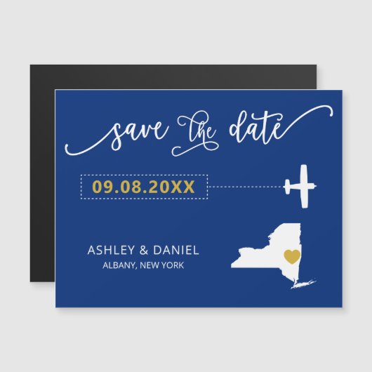 New York Wedding Save the Date Kaart, Map Magnetische Uitnodiging (Voorkant / Achterkant)