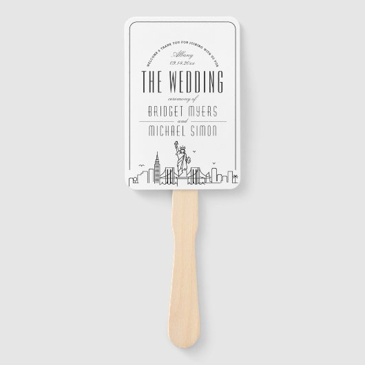 New York Wedding | Trouwprogramma Hand Fan Handwaaier (Voorkant)