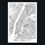 New York White Map Poster<br><div class="desc">Een eenvoudige kaart van New York</div>