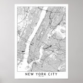 New York White Map Poster (Voorkant)