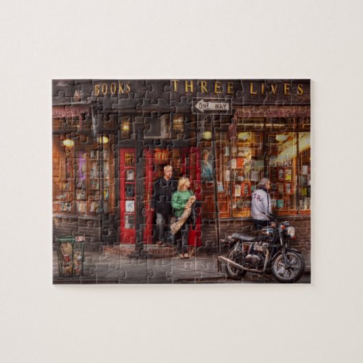 New York - Winkel - Greenwich Village - Drie Leven Legpuzzel (Horizontaal)