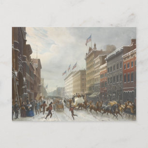 New York. Winter Scene in Broadway. Feestdagenkaart