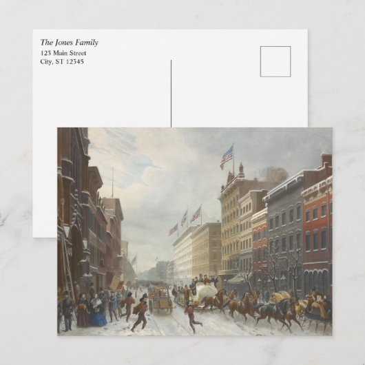 New York. Winter Scene in Broadway. Feestdagenkaart (Voorkant / Achterkant)