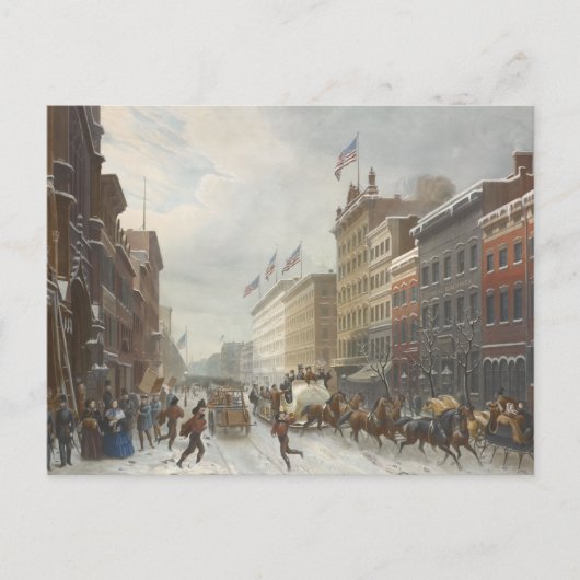 New York. Winter Scene in Broadway. Feestdagenkaart (Voorkant)