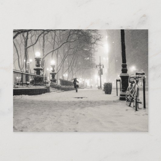 New York Winter - Snowy Night - Bryant Park Briefkaart (Voorkant)