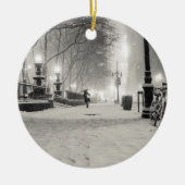 New York Winter - Snowy Night - Bryant Park Keramisch Ornament (Voorkant)