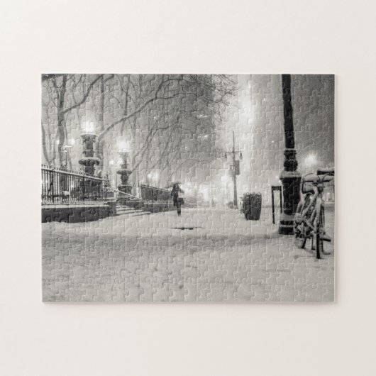 New York Winter - Snowy Night - Bryant Park Legpuzzel (Horizontaal)