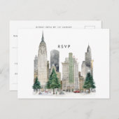New York wintervakantie bruiloft RSVP briefkaart (Voorkant / Achterkant)