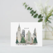 New York wintervakantie bruiloft RSVP briefkaart (Staand voorkant)
