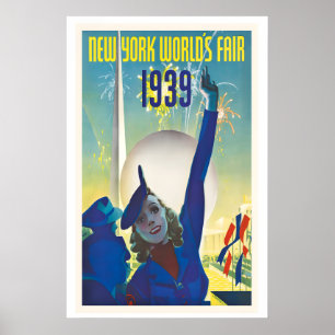 New York World's Fair 1939 Oude Reisposter Poster