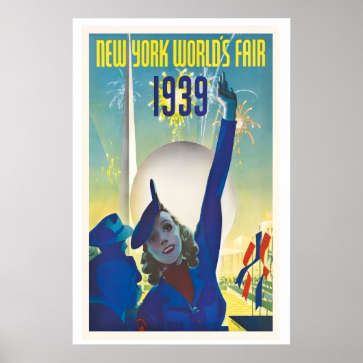 New York World's Fair 1939 Oude Reisposter Poster (Voorkant)