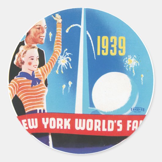 New York World's Fair 1939 Ronde Sticker (Voorkant)
