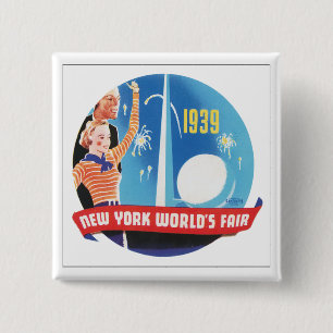 New York World's Fair 1939 Vierkante Button 5,1 Cm