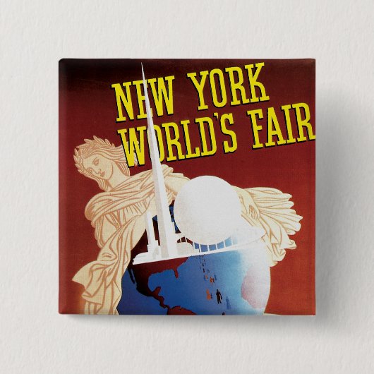 New York World's Fair (Wereldbol) Vierkante Button 5,1 Cm (Voorkant)