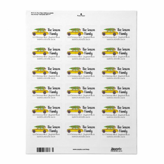 New York Yellow Cab Taxi-kerstboom Etiket (Full Sheet)
