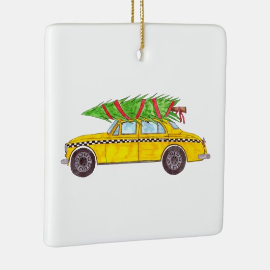 New York Yellow Cab Taxi kerstboom Keramisch Ornament (Rechts)