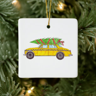 New York Yellow Cab Taxi kerstboom Keramisch Ornament