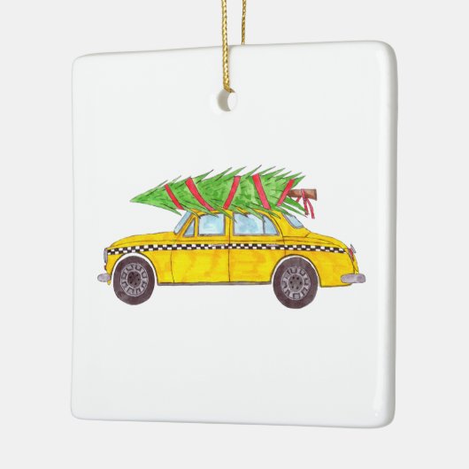 New York Yellow Cab Taxi kerstboom Keramisch Ornament (Links)