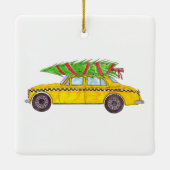 New York Yellow Cab Taxi kerstboom Keramisch Ornament (Achterkant)