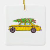 New York Yellow Cab Taxi kerstboom Keramisch Ornament (Voorkant)