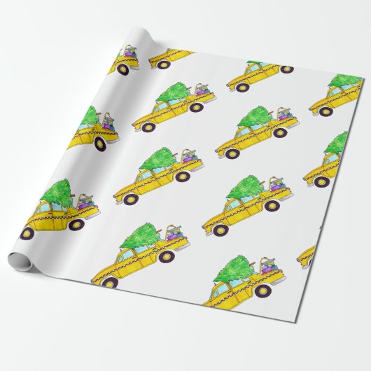 New York Yellow Cab Taxi-kerstcadeaus Cadeaupapier (Uitgerold)