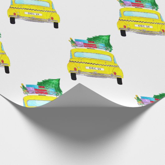New York Yellow Cab Taxi-kerstcadeaus Cadeaupapier (Hoek)