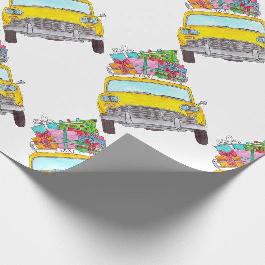 New York Yellow Cab Taxi-kerstcadeaus Cadeaupapier (Hoek)