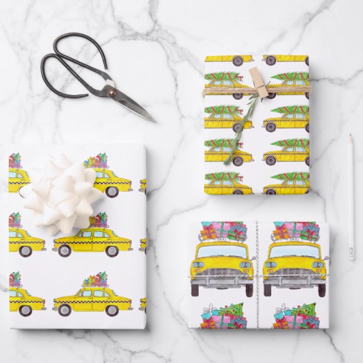 New York Yellow Cab Taxi-kerstcadeaus Inpakpapier Vel (Voorkant)