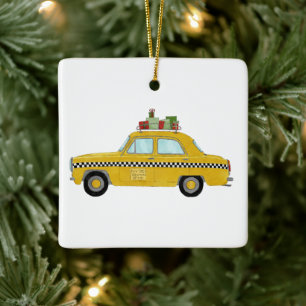 New York Yellow Cab Taxi-kerstcadeaus Keramisch Ornament