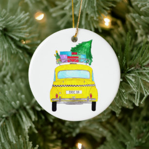 New York Yellow Cab Taxi-kerstcadeaus Keramisch Ornament