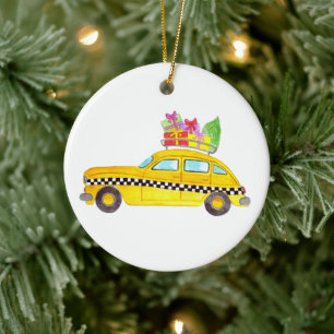 New York Yellow Cab Taxi-kerstcadeaus Keramisch Ornament