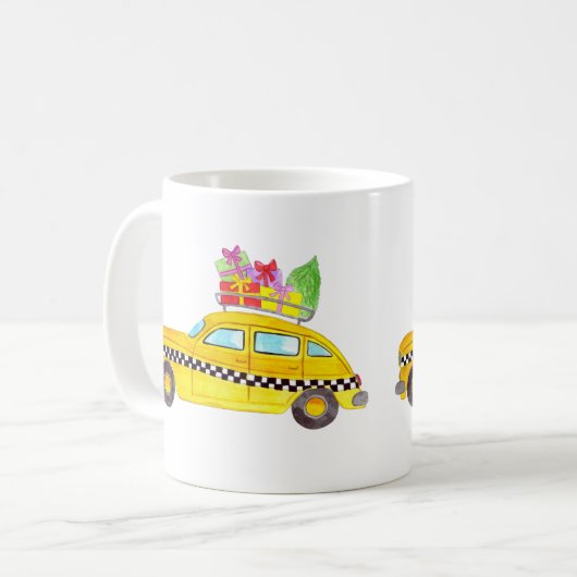 New York Yellow Cab Taxi-kerstcadeaus Koffiemok (Voorkant links)