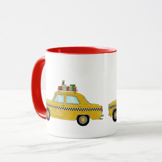 New York Yellow Cab Taxi-kerstcadeaus Mok (Voorkant links)