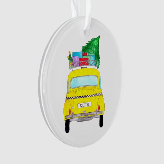 New York Yellow Cab Taxi-kerstcadeaus Ornament (voorkant)