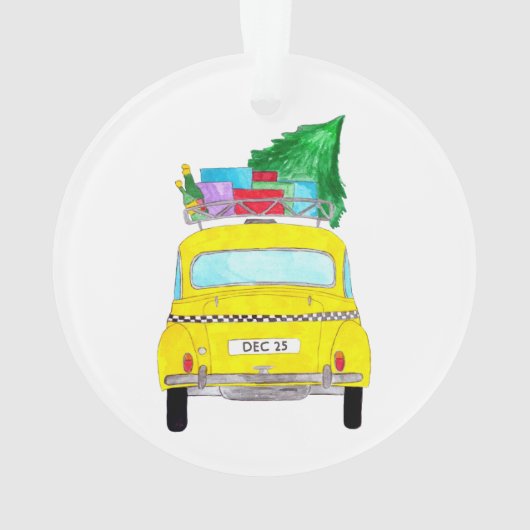 New York Yellow Cab Taxi-kerstcadeaus Ornament (achterkant)