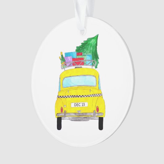 New York Yellow Cab Taxi-kerstcadeaus Ornament (voorkant)