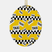 New York Yellow Taxi Cab Driver Checkerboard Keramisch Ornament (Rechts)