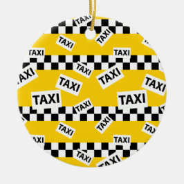 New York Yellow Taxi Cab Driver Checkerboard Keramisch Ornament