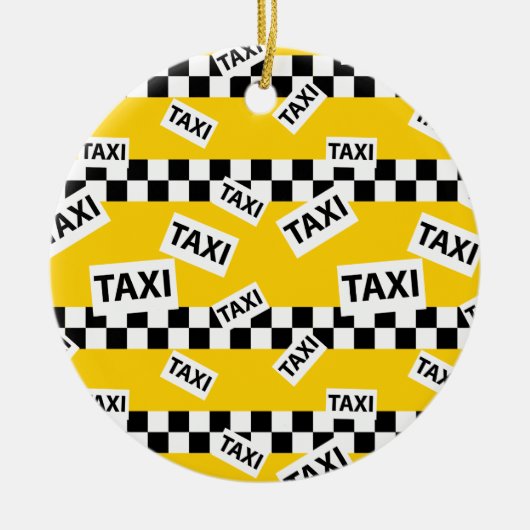 New York Yellow Taxi Cab Driver Checkerboard Keramisch Ornament (Voorkant)