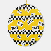 New York Yellow Taxi Cab Driver Checkerboard Keramisch Ornament (Links)