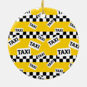New York Yellow Taxi Cab Driver Checkerboard Keramisch Ornament (Achterkant)