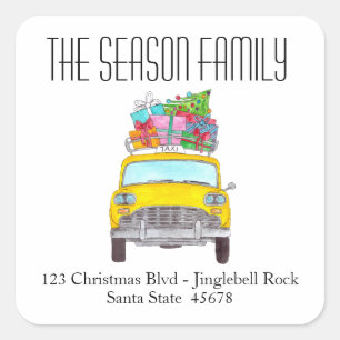 New York Yellow Taxi Cab kerstcadeaus Vierkante Sticker