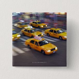 New York Yellow Taxi's Vierkante Button 5,1 Cm