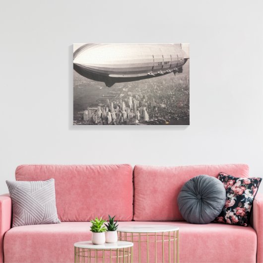 New York Zeppelin Canvas Afdruk (Insitu (Woonkamer))