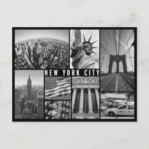 new york zwart - wit briefkaart