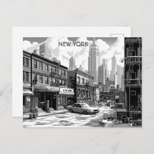 New York zwart-wit reismanhattan Briefkaart (Voorkant / Achterkant)