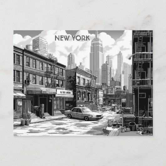 New York zwart-wit reismanhattan Briefkaart (Voorkant)