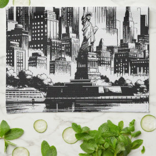New York zwart-wit Theedoek