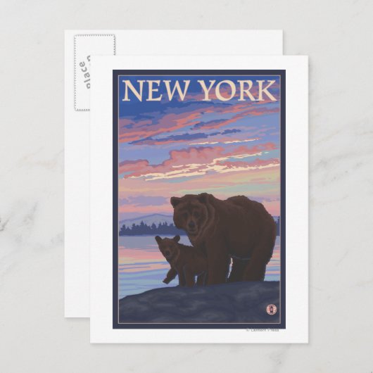 New YorkBear en Cub Briefkaart (Voorkant / Achterkant)