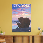 New YorkBear en Cub Canvas Afdruk (Insitu (Woonkamer))
